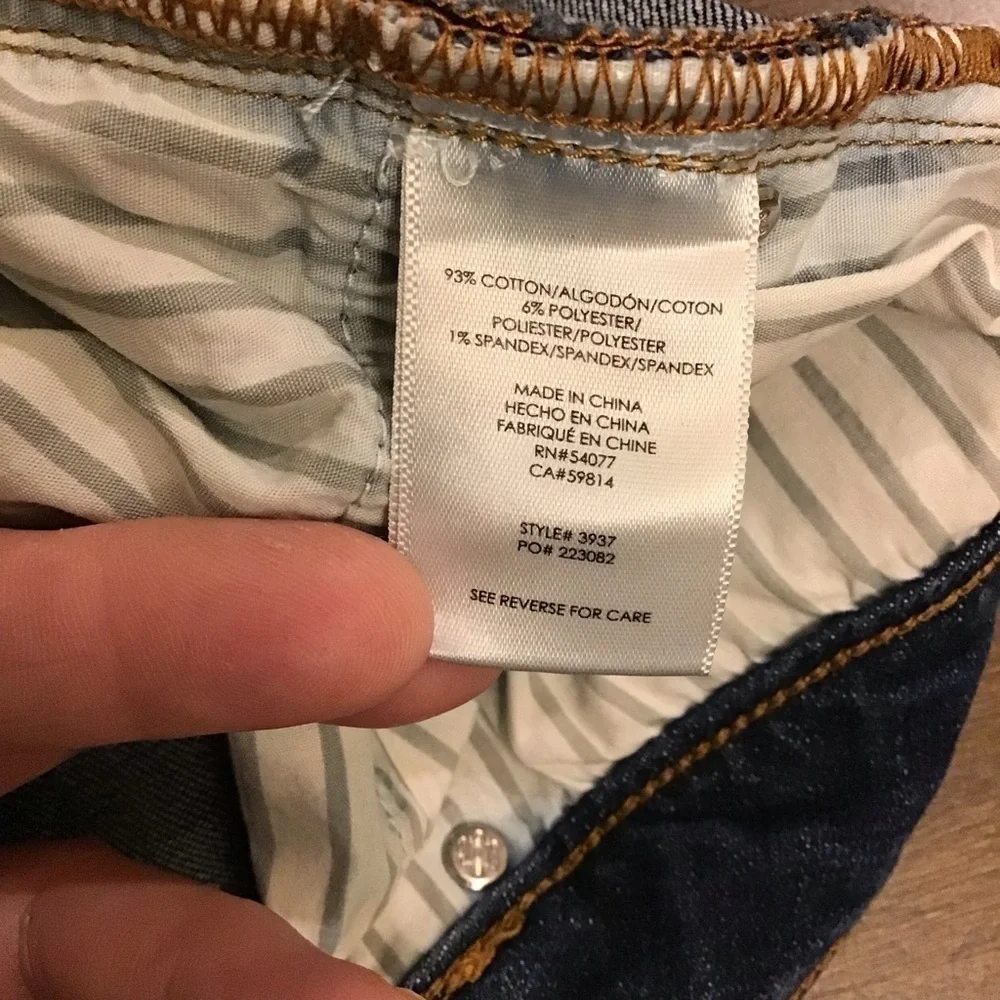Cabi 2 Slim Boyfriend Two Tone Stars Women’s Jeans Frayed Hems Cropped Stretch